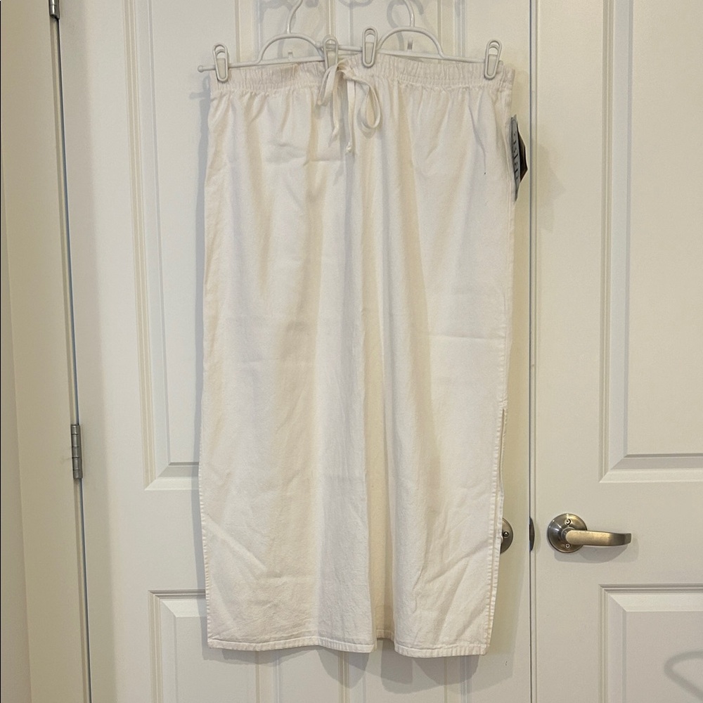 White Drawstring Midi Skirt - Women's Casual Skirt